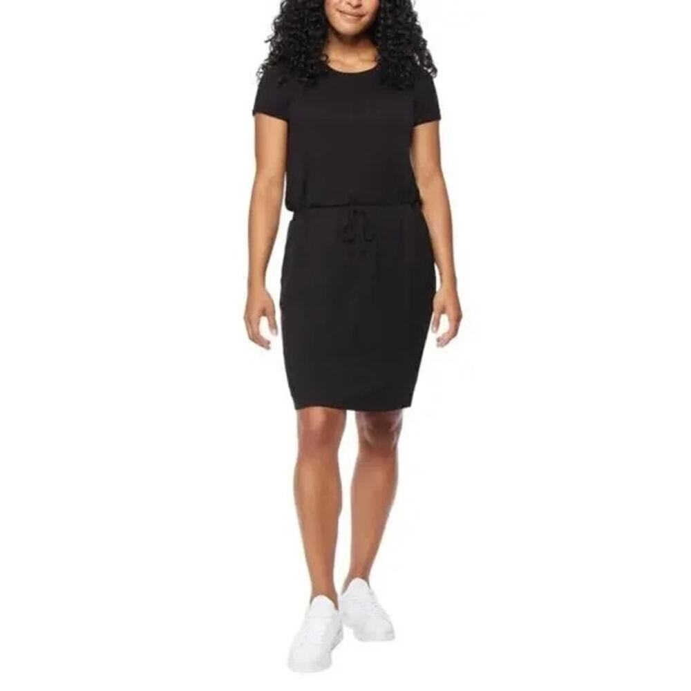 32 Degrees Cool Womens Black SS Stretch Casual LUX Sport Shirt Dress Small S
